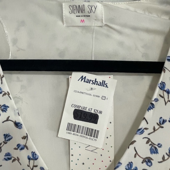 Sienna Sky Women's White Maxi Dress with Blue Floral Print Size M - Picture 2 of 5